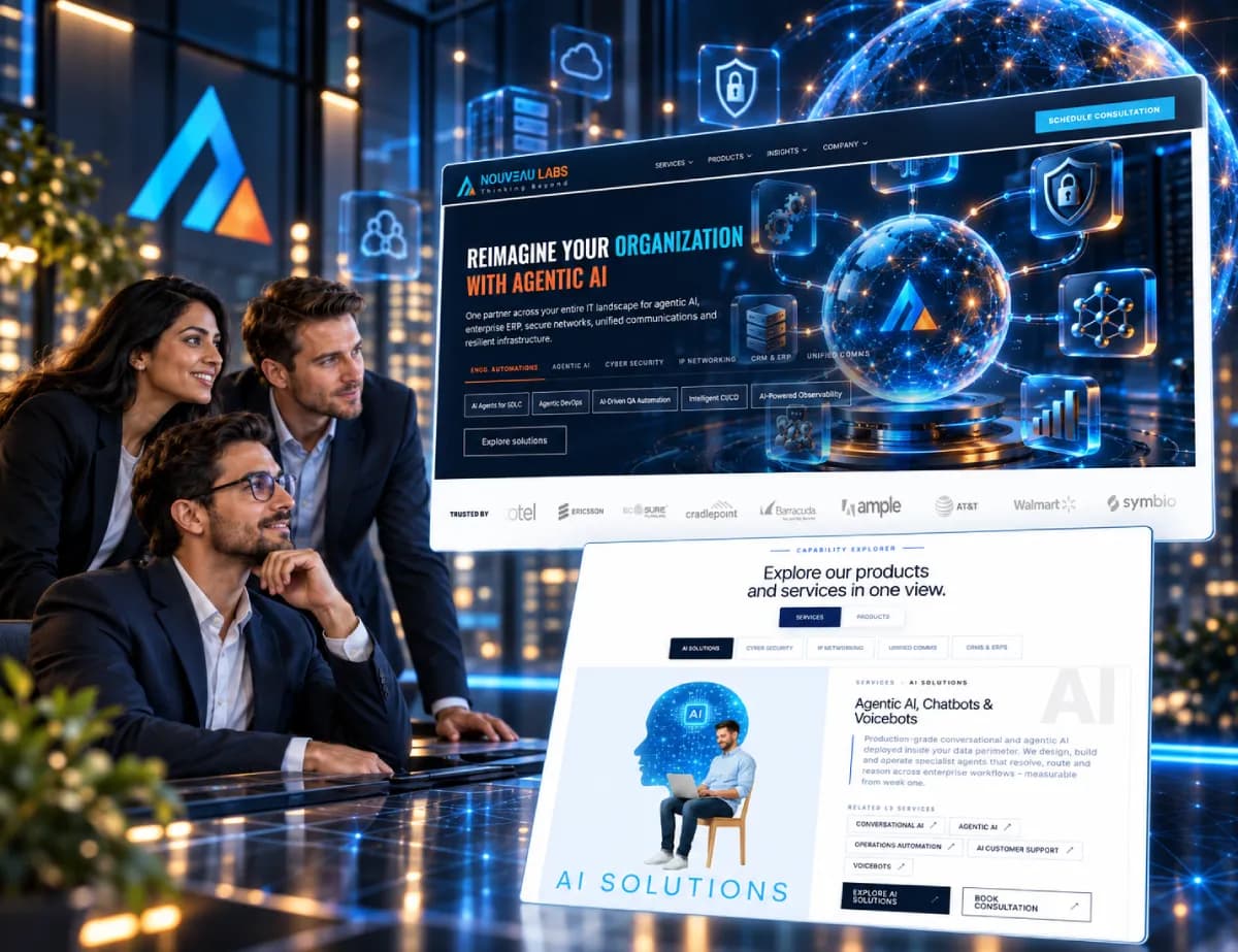 The Nouveau Labs website, built by Tech Conversion as part of our Technology & IT services work