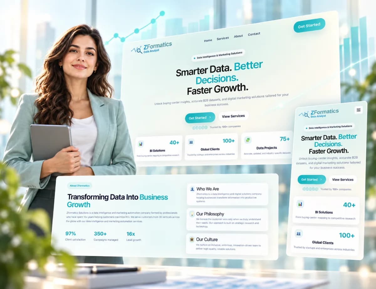 The ZFormatics website, built by Tech Conversion as part of our SaaS & digital platforms work
