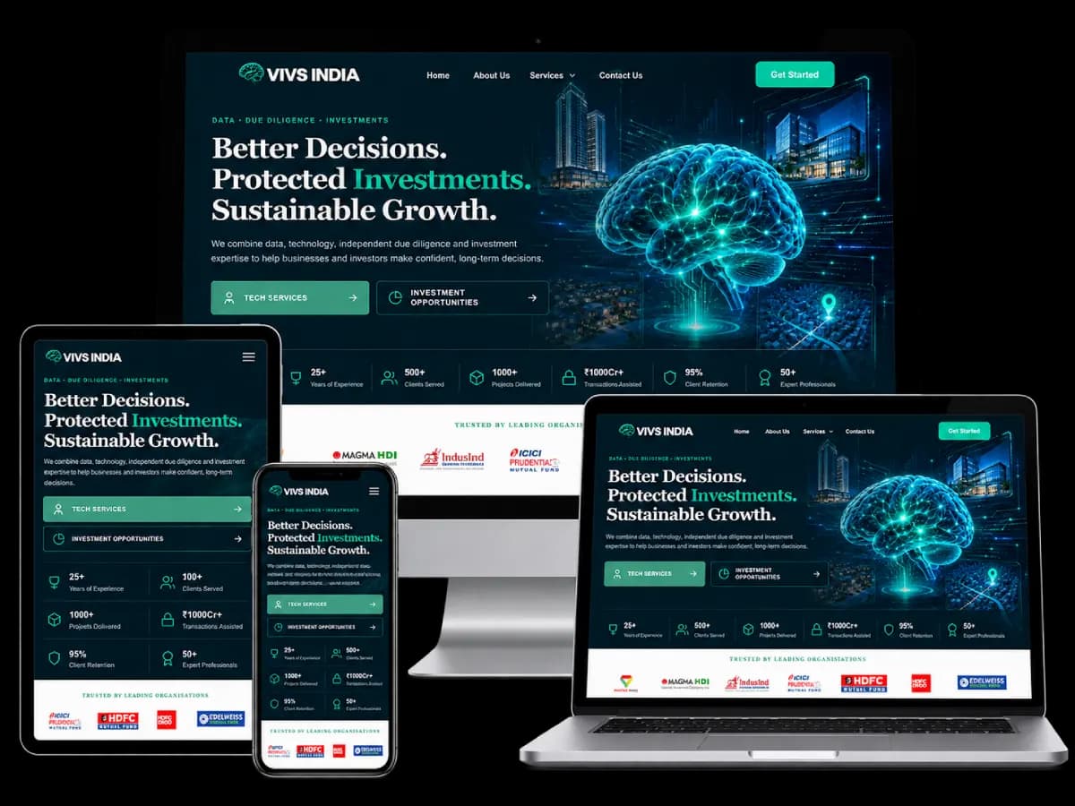 VIVS India, due diligence & advisory website built by Tech Conversion