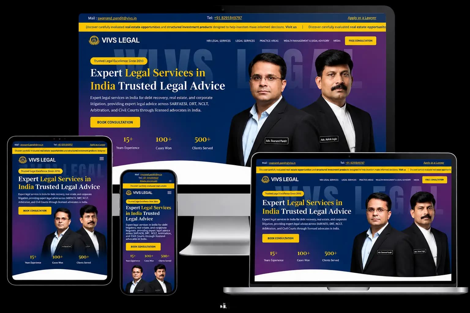 Vivs Legal, legal services website built by Tech Conversion
