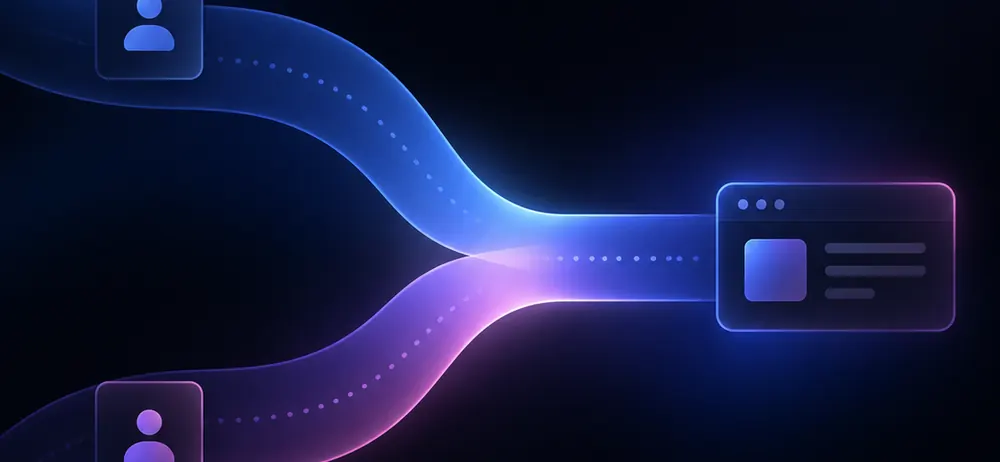 Two separate paths joining into one and feeding a single screen